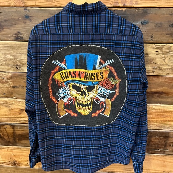 Guns N’ Roses One-of-a-Kind Slate & Stone MadAndie Custom Unisex Soft Flannel - Picture 1 of 5